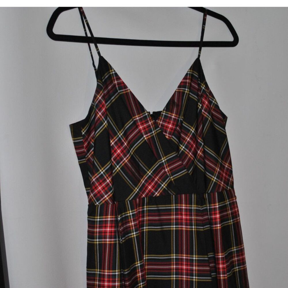 J. Crew Black Stewart Tartan Spagetti Stap Dress Size 8 - Picture 4 of 13
